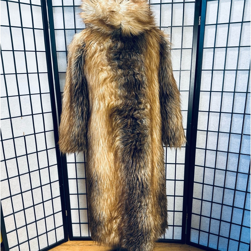 Donna Salyers Fabu Furs Full Length Long Hair Hooded Faux Fur Coat - Picture 9 of 11